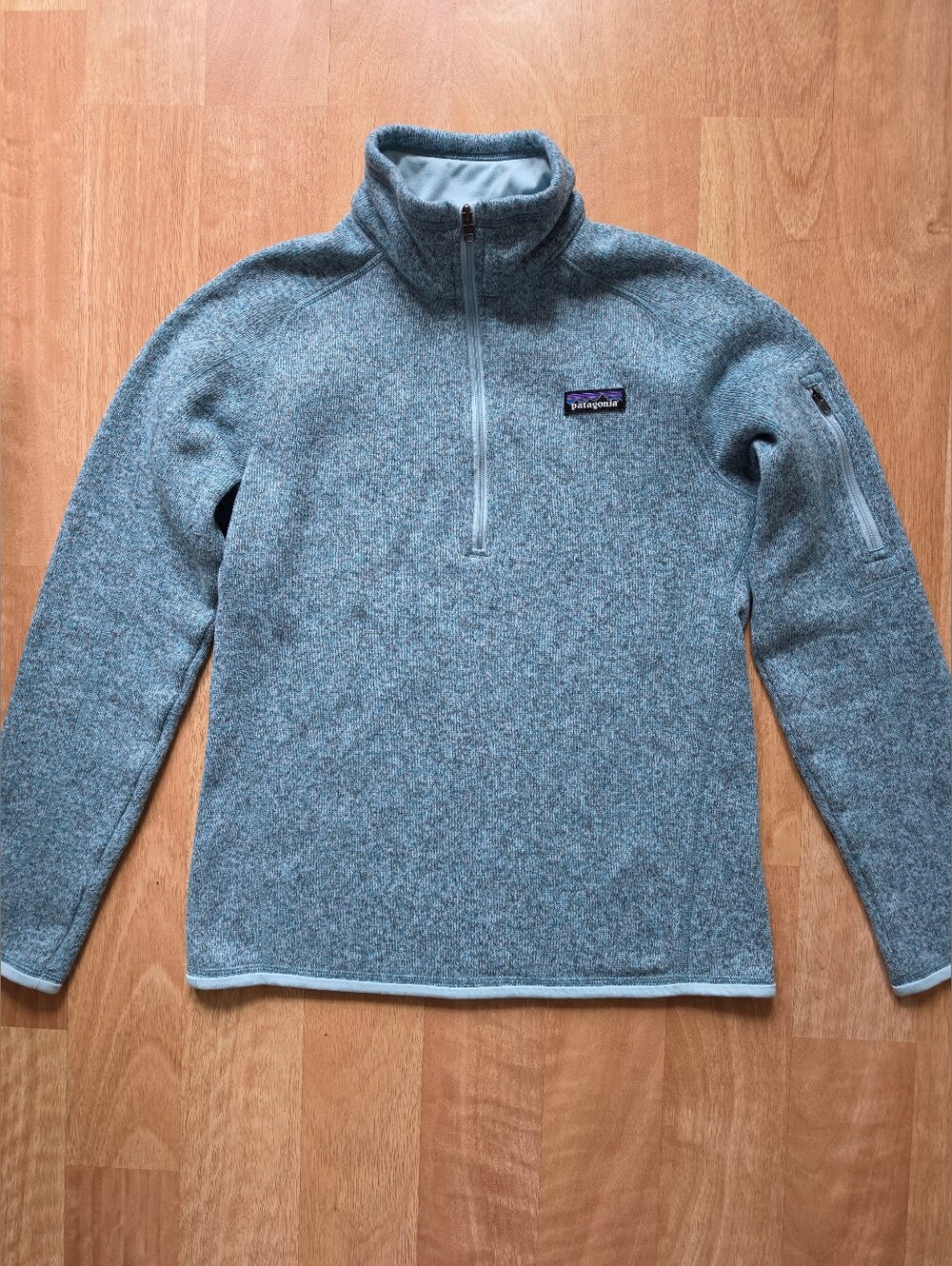 🏔PATAGONIA🏔 HALF-ZIP BETTER SWEATER PULLOVER, AQUA BLUE HEATHER, Sz M, VGUC!
